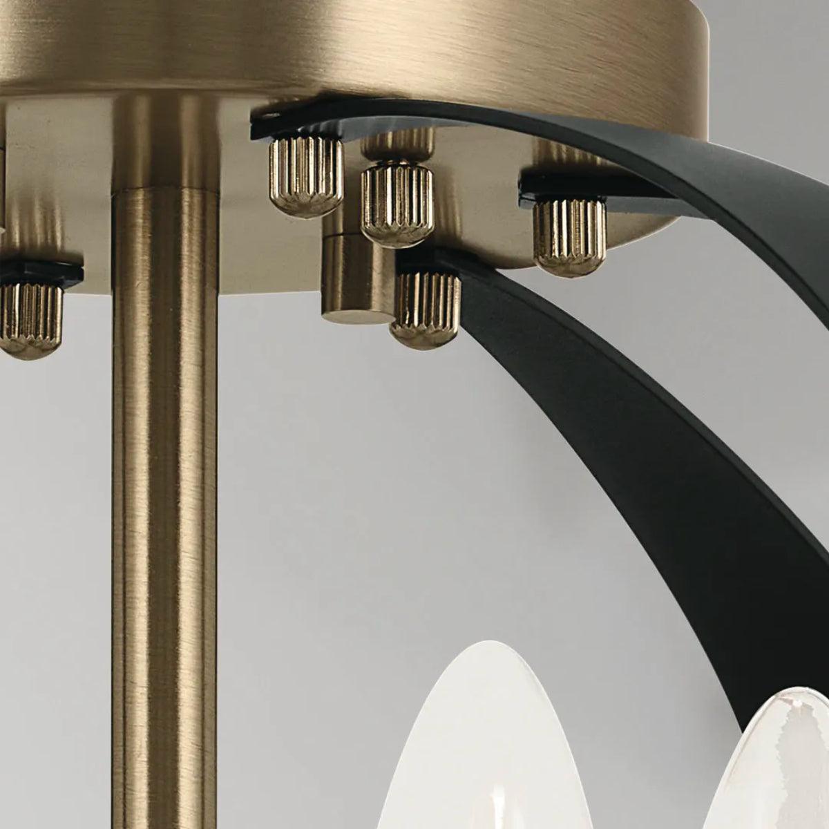 Cecil 18" 4-Light Flush Mount Light, Black and Champagne Bronze Finish - Bees Lighting