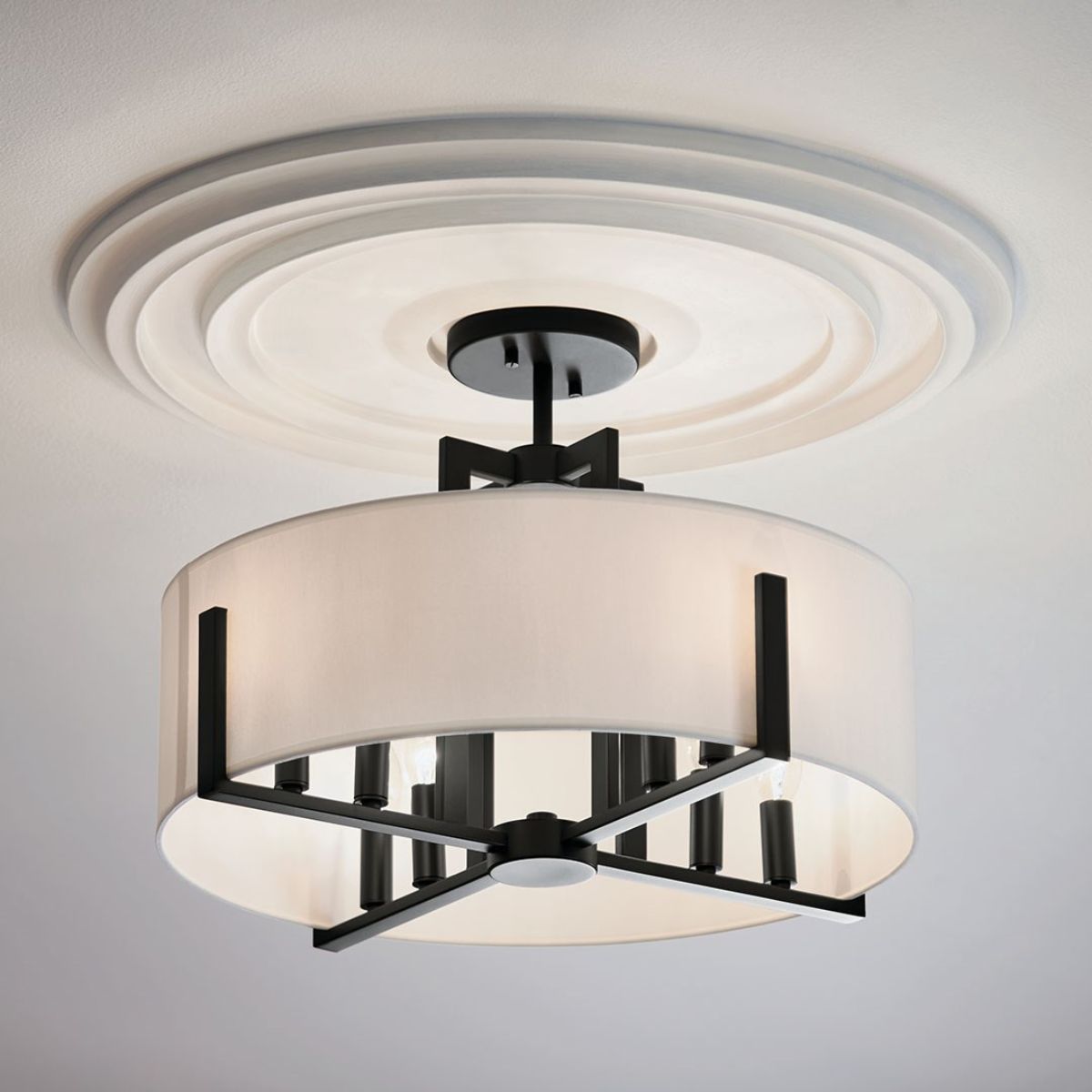 Malen 20 in. 8 Lights Semi-flush/Pendant Light Black Finish - Bees Lighting