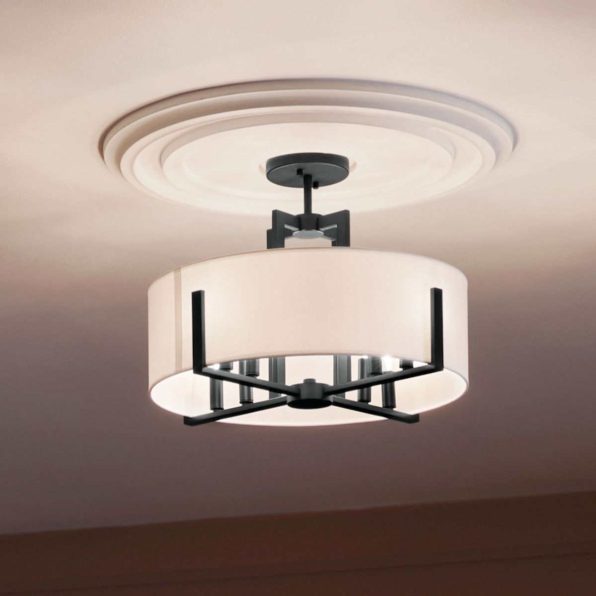 Malen 20 in. 8 Lights Semi-flush/Pendant Light Black Finish - Bees Lighting