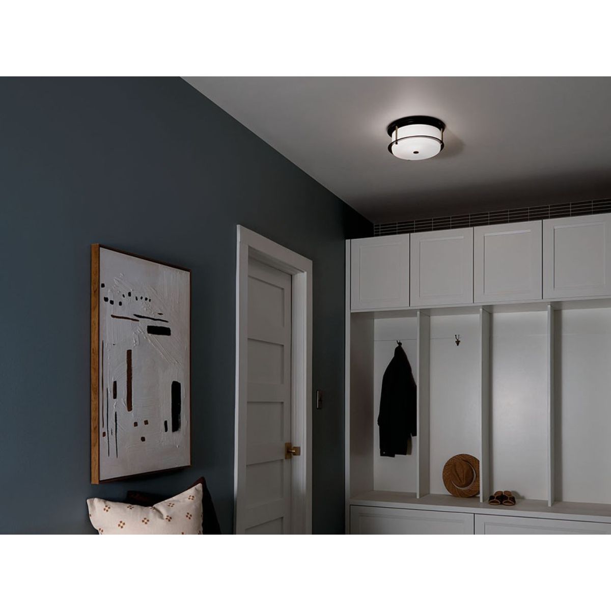 Brit 12 in. 2 Lights Flush Mount Light Black Finish