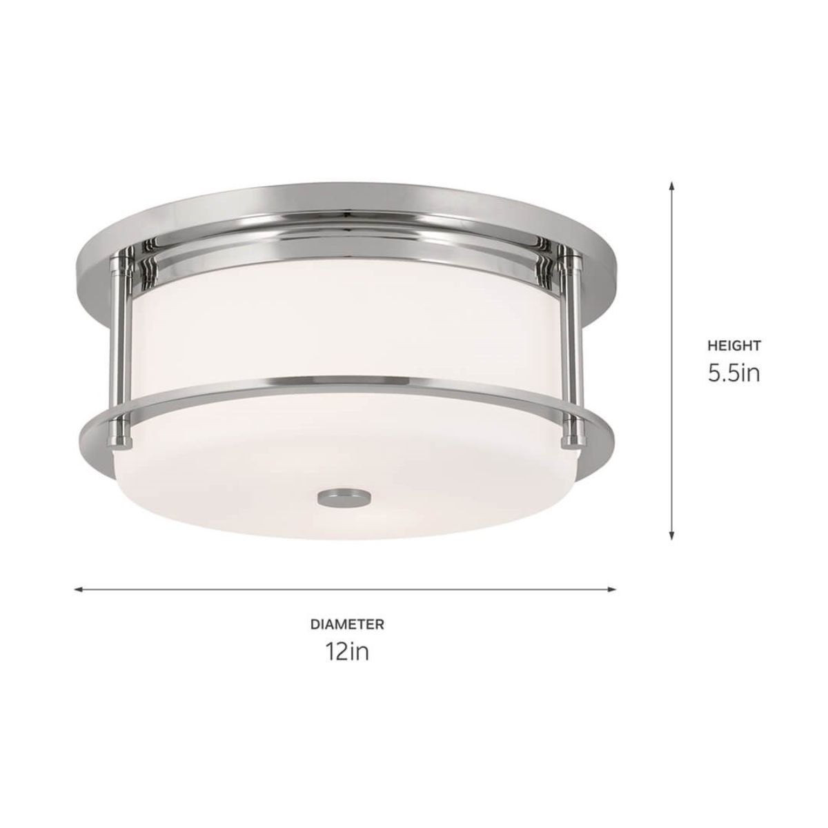 Brit 12 in. 2 Lights Flush Mount Light Polished Nickel Finish