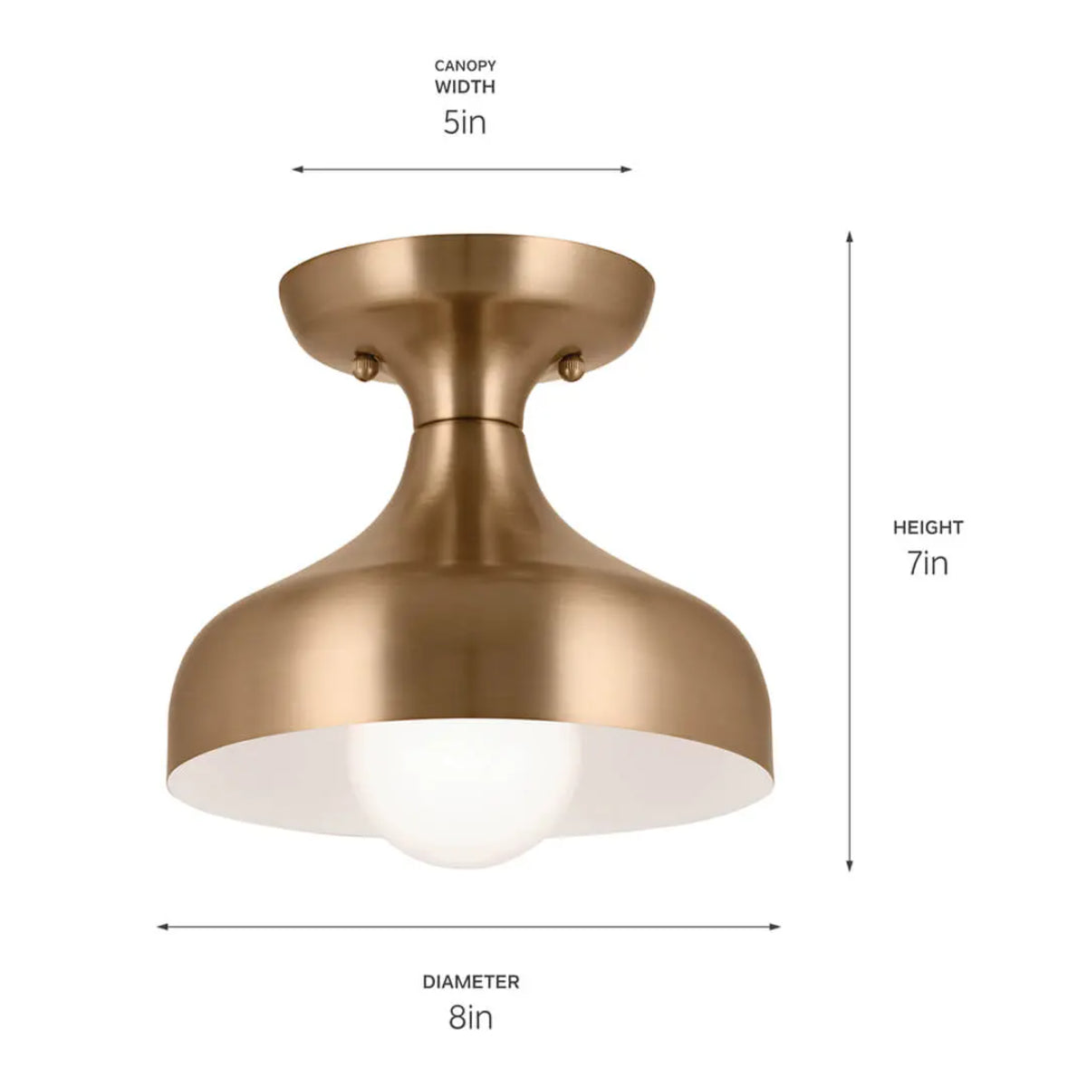 Sisu 8" 1-Light Semi-Flush Mount Light, Champagne Bronze Finish - Bees Lighting