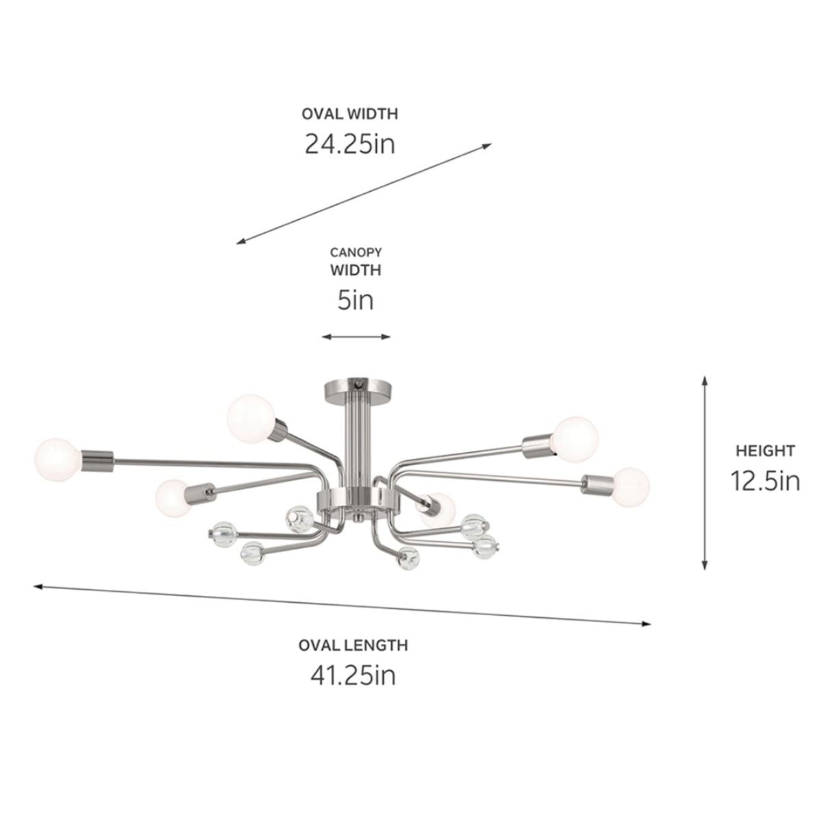 Ocala 41 in. 6 Lights Semi-flush Mount Light Polished Nickel Finish - Bees Lighting