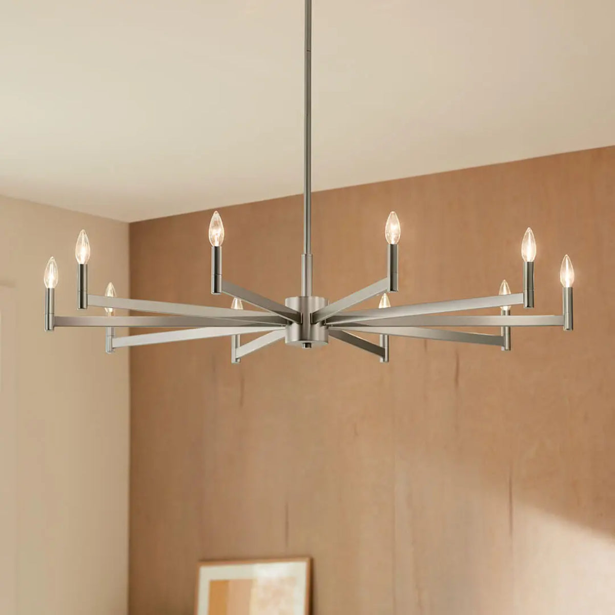 Erzo 48 in. 10 Lights Chandelier Satin Nickel Finish - Bees Lighting