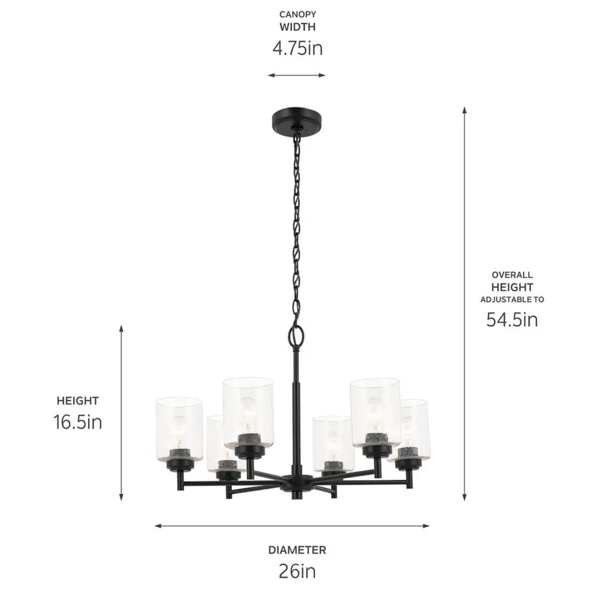 Winslow 26" 6-Light Chandelier, Black Finish - Bees Lighting