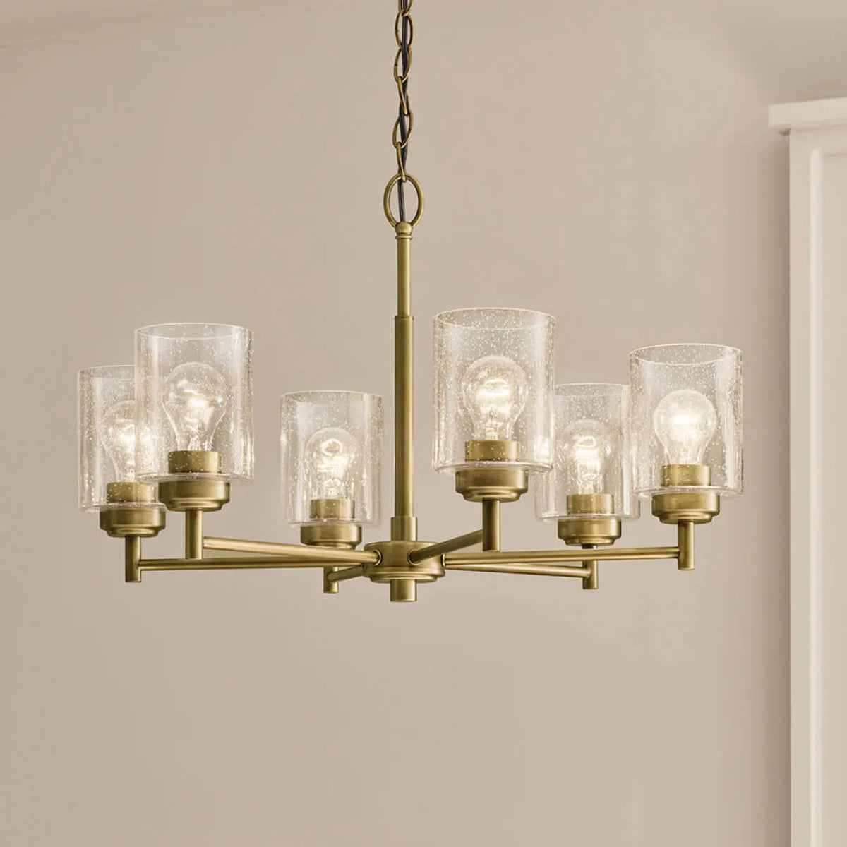 Winslow 26" 6-Light Chandelier, Natural Brass Finish - Bees Lighting