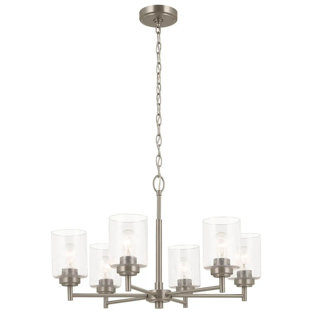 Winslow 26" 6-Light Chandelier, Brushed Nickel Finish - Bees Lighting