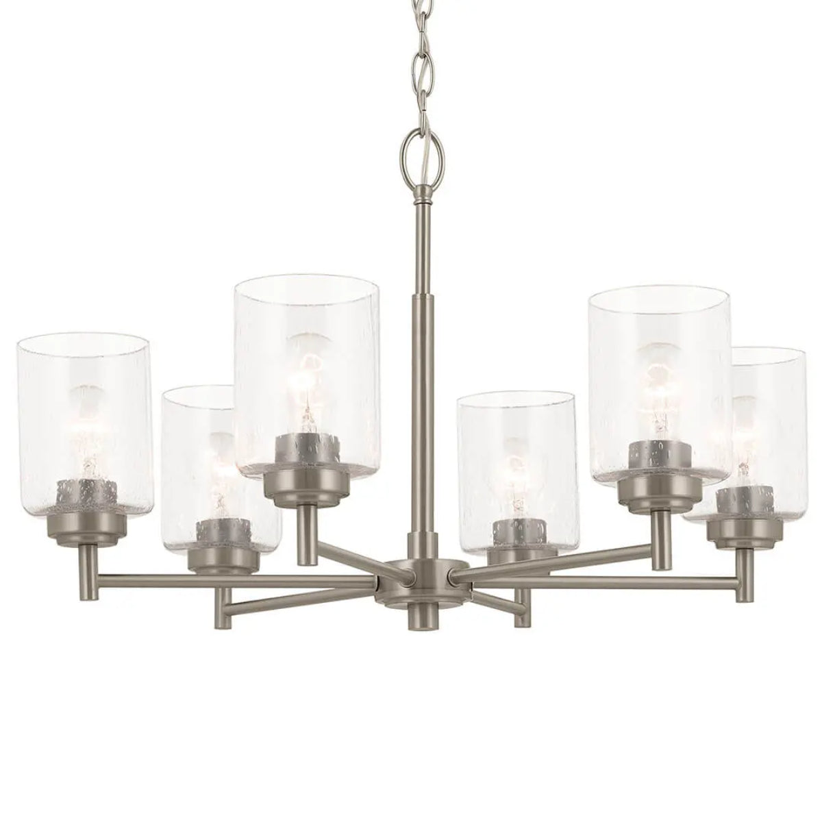 Winslow 26" 6-Light Chandelier, Brushed Nickel Finish - Bees Lighting