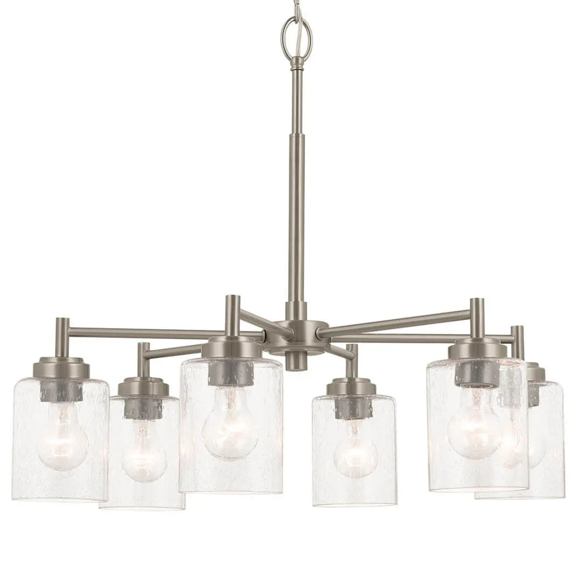 Winslow 26" 6-Light Chandelier, Brushed Nickel Finish - Bees Lighting