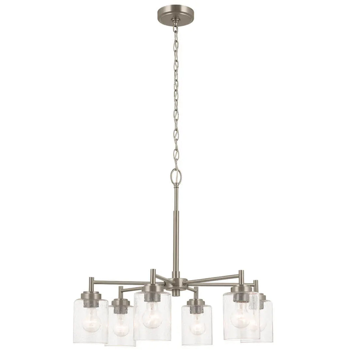 Winslow 26" 6-Light Chandelier, Brushed Nickel Finish - Bees Lighting