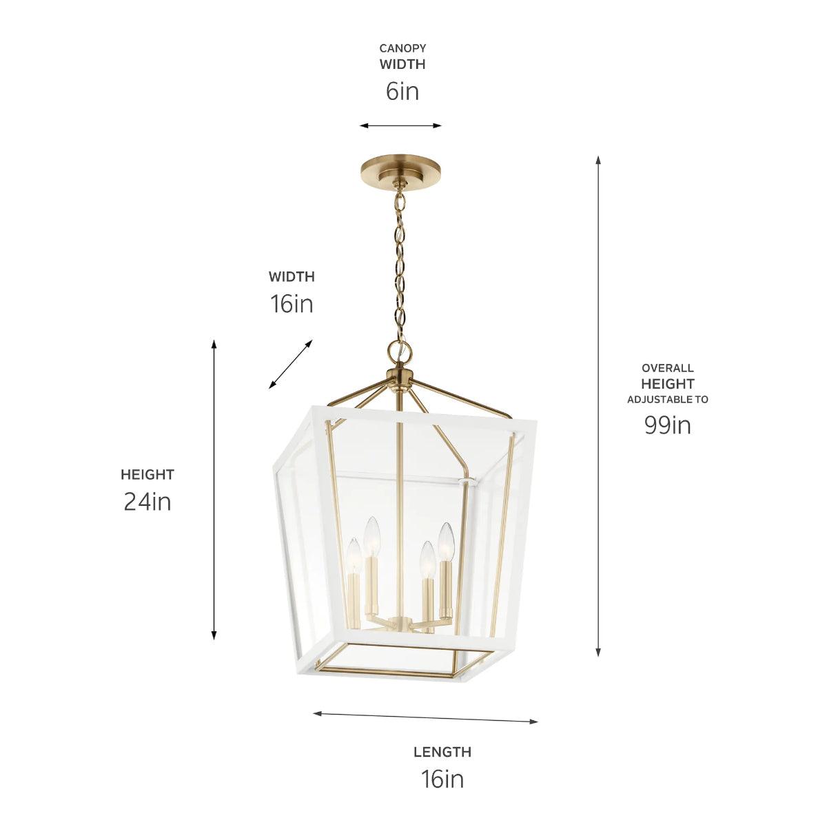 Delvin 24" 4-Light Pendant Light with Clear Glass, White and champagne bronze Finish - Bees Lighting