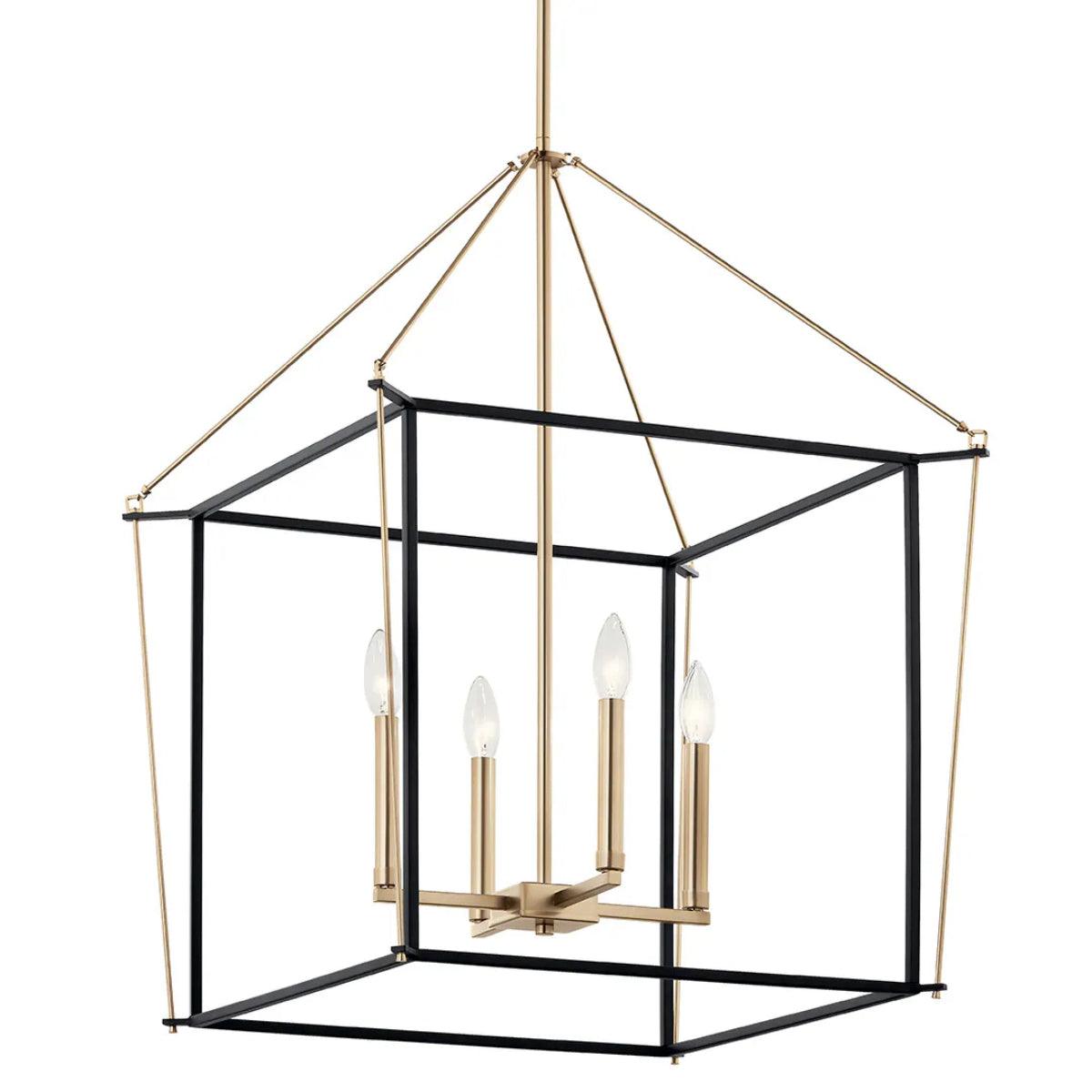 Eisley 30" 4-Light Pendant Light, Black and Champagne Bronze Finish - Bees Lighting