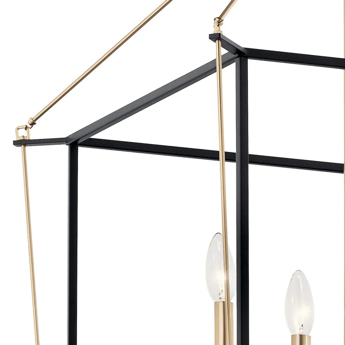 Eisley 30" 4-Light Pendant Light, Black and Champagne Bronze Finish - Bees Lighting