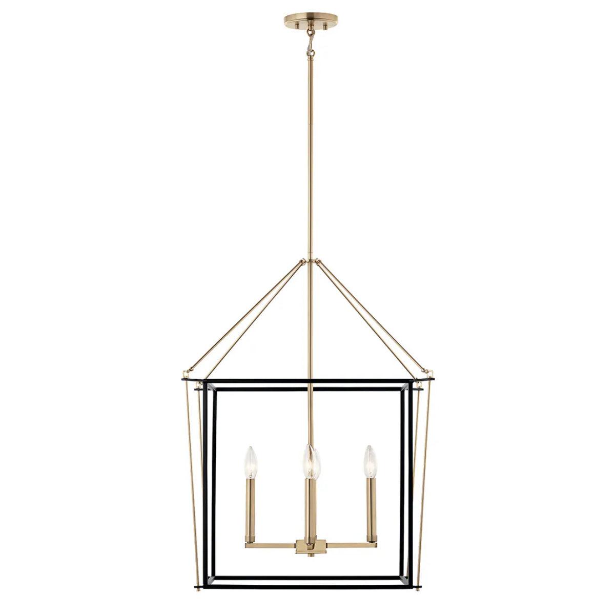 Eisley 30" 4-Light Pendant Light, Black and Champagne Bronze Finish - Bees Lighting