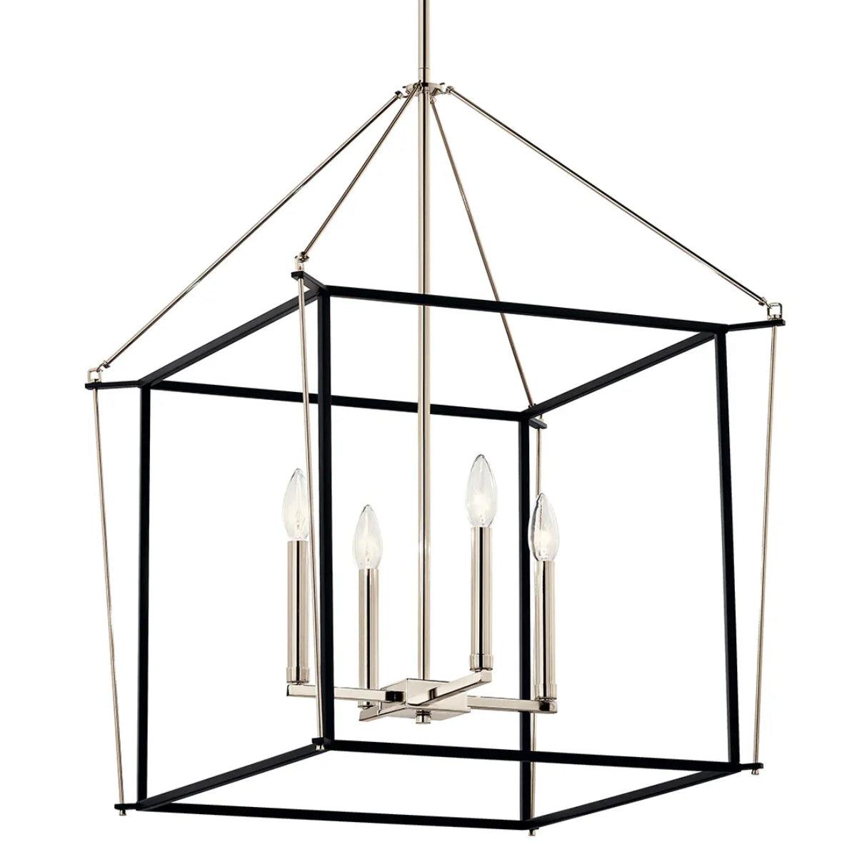 Eisley 30" 4-Light Pendant Light, Black and Polished Nickel Finish - Bees Lighting