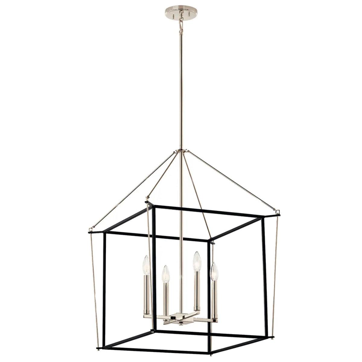 Eisley 30" 4-Light Pendant Light, Black and Polished Nickel Finish - Bees Lighting