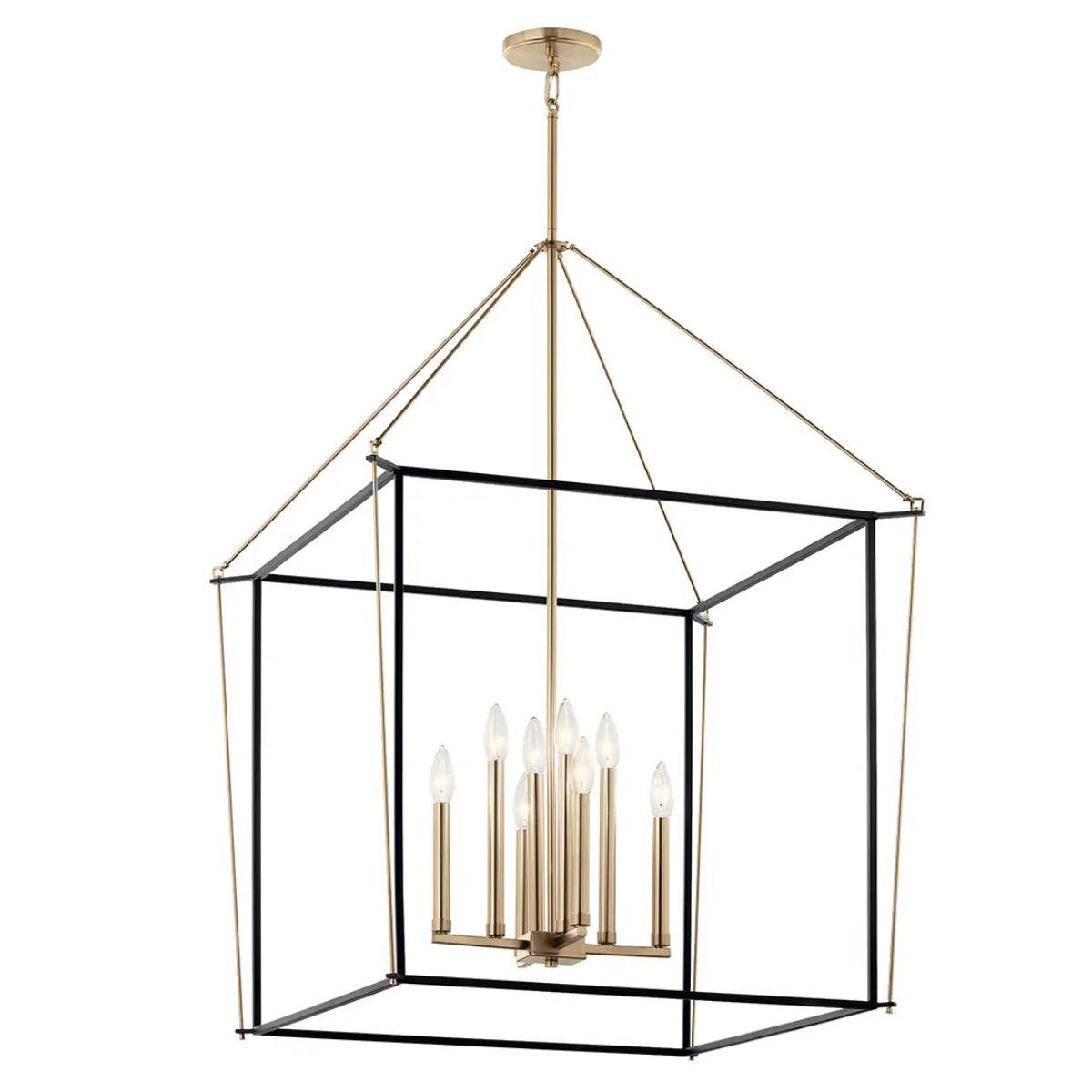 Eisley 40" 8-Light Pendant Light, Black and Champagne Bronze Finish - Bees Lighting