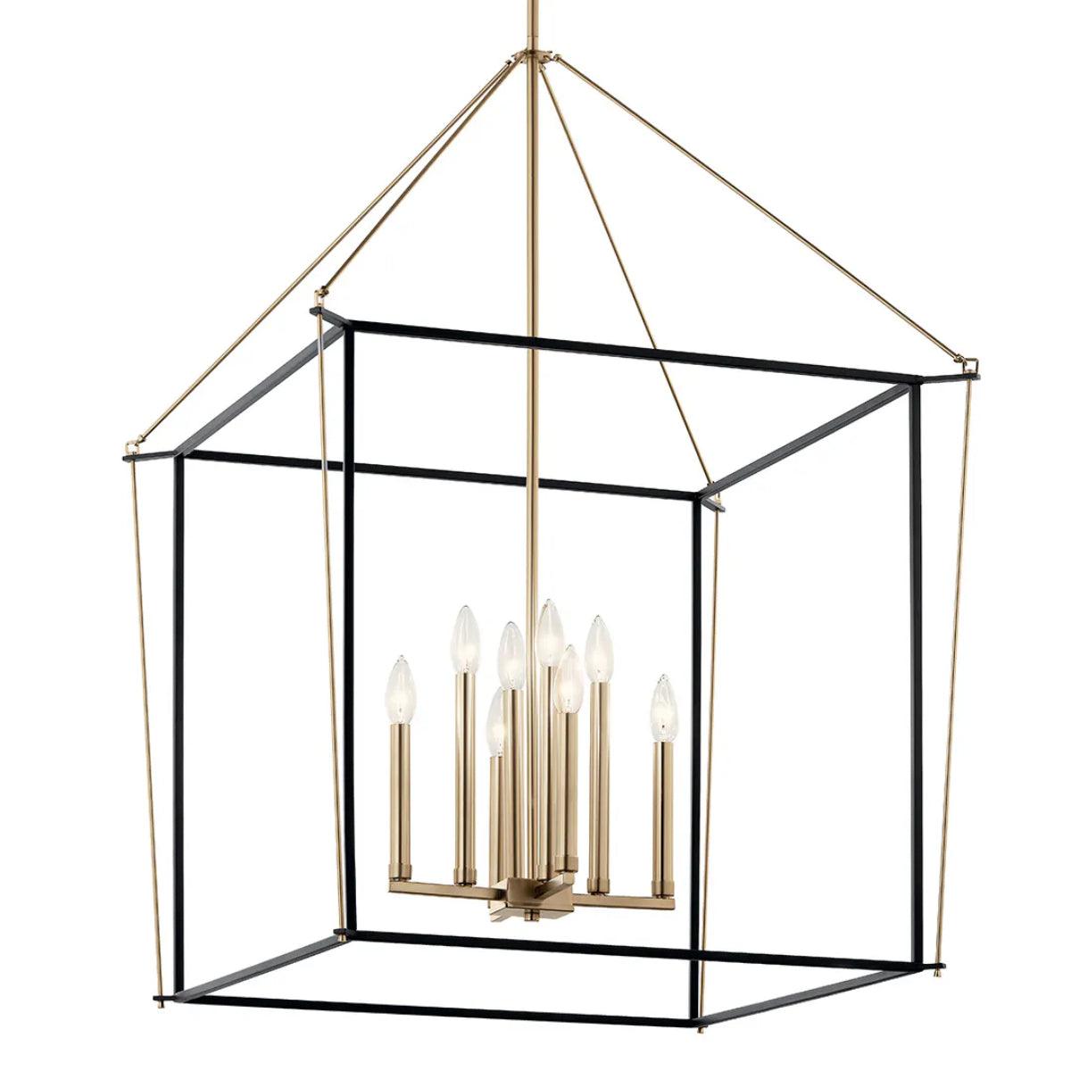 Eisley 40" 8-Light Pendant Light, Black and Champagne Bronze Finish - Bees Lighting