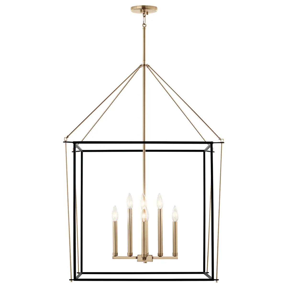 Eisley 40" 8-Light Pendant Light, Black and Champagne Bronze Finish - Bees Lighting