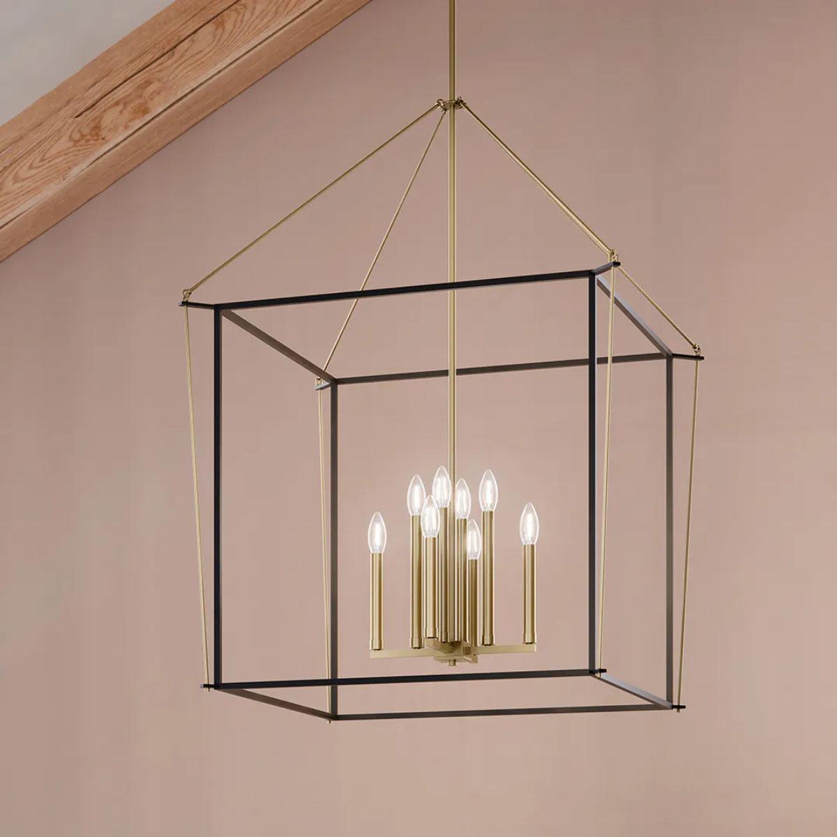 Eisley 40" 8-Light Pendant Light, Black and Champagne Bronze Finish - Bees Lighting