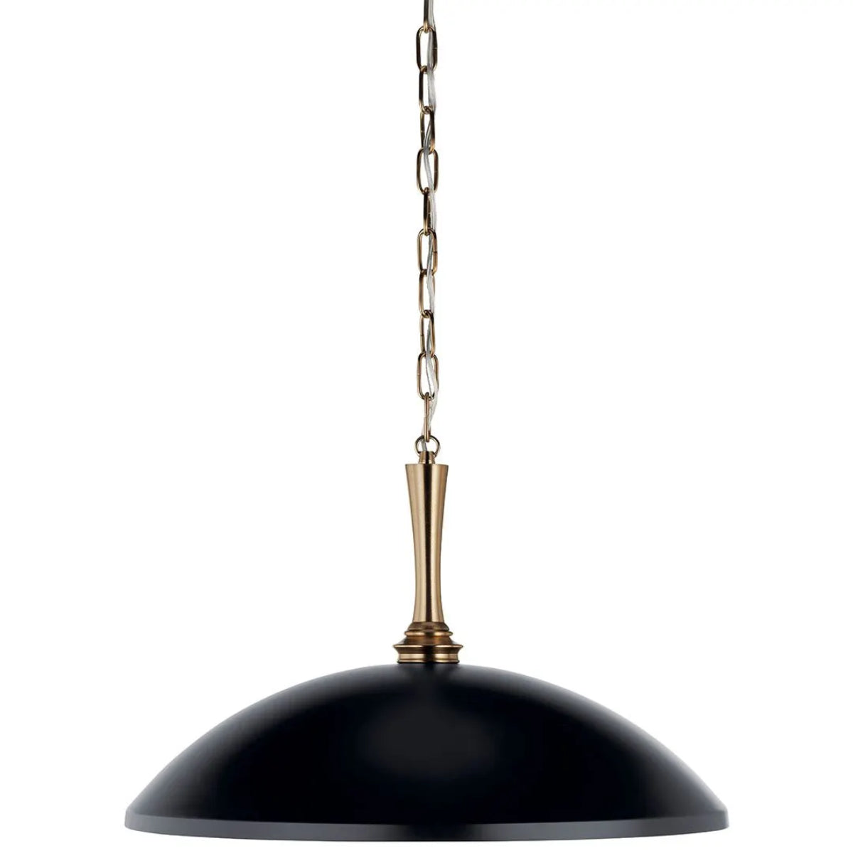 Delarosa 20" 1-Light Pendant Light with Metal Dome Shade, Black and Champagne Bronze Finish - Bees Lighting