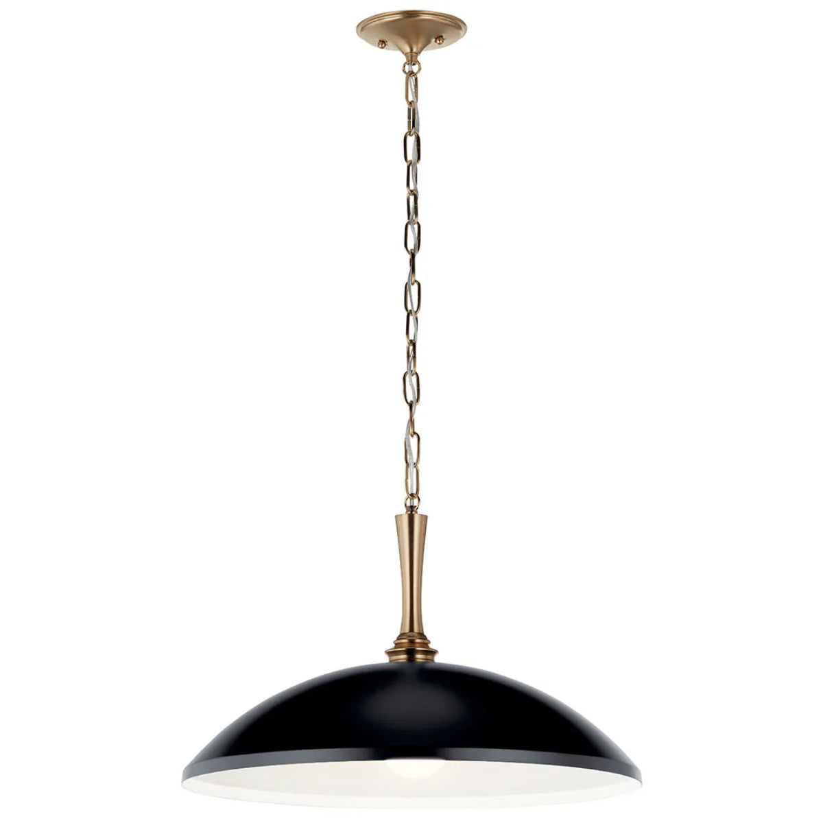 Delarosa 20" 1-Light Pendant Light with Metal Dome Shade, Black and Champagne Bronze Finish - Bees Lighting