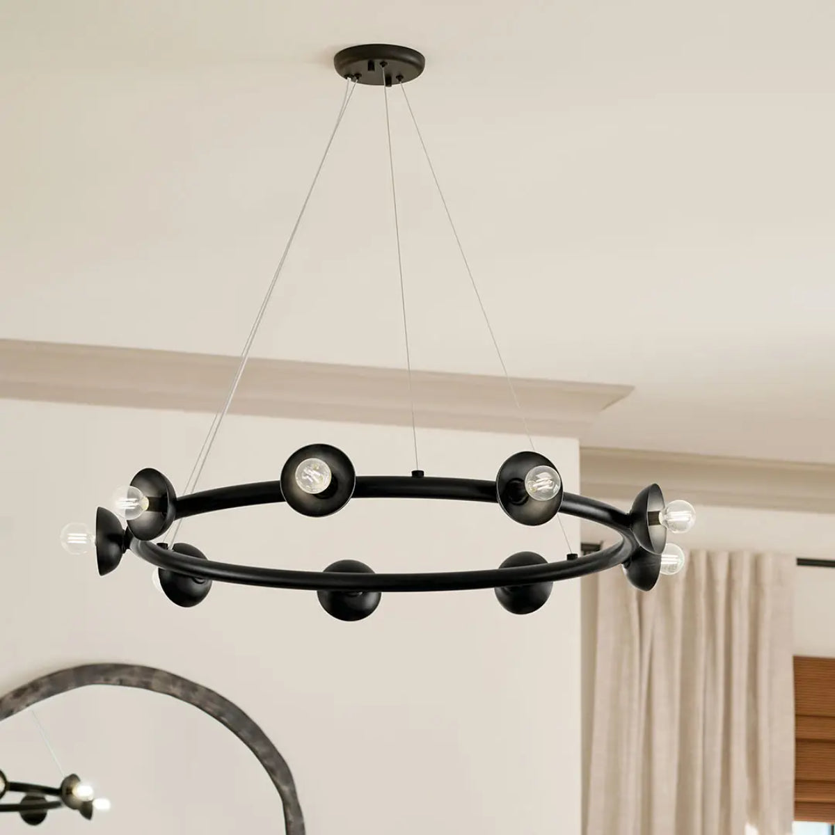 Palta 35" 9-Light Chandelier, Black Finish - Bees Lighting