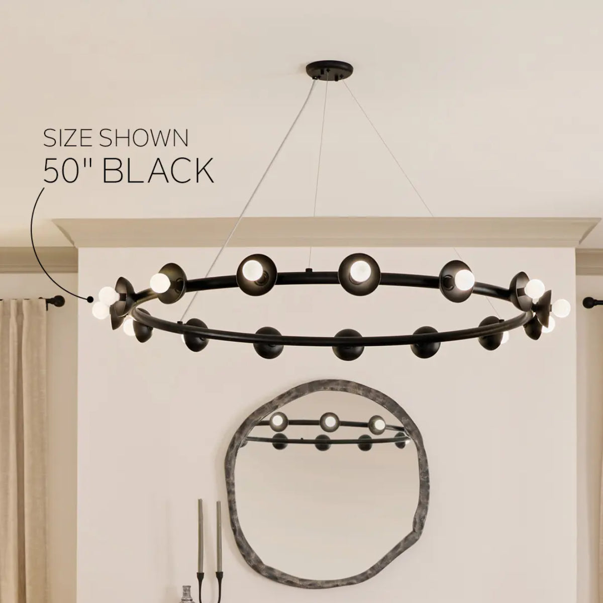 Palta 42" 12-Light Chandelier, Black Finish - Bees Lighting