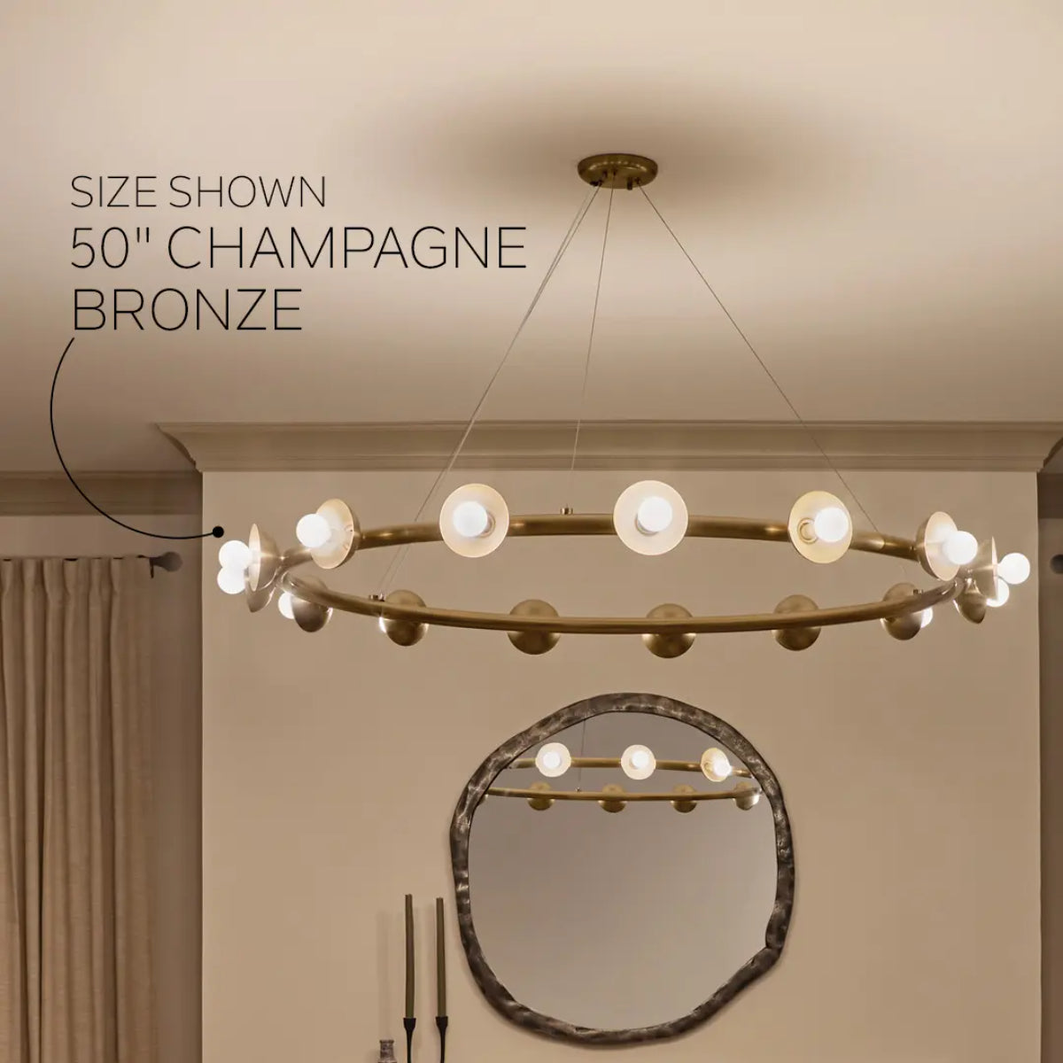 Palta 42" 12-Light Chandelier, Champagne Bronze Finish - Bees Lighting