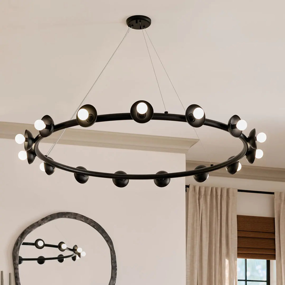 Palta 50" 15-Light Chandelier, Black Finish - Bees Lighting