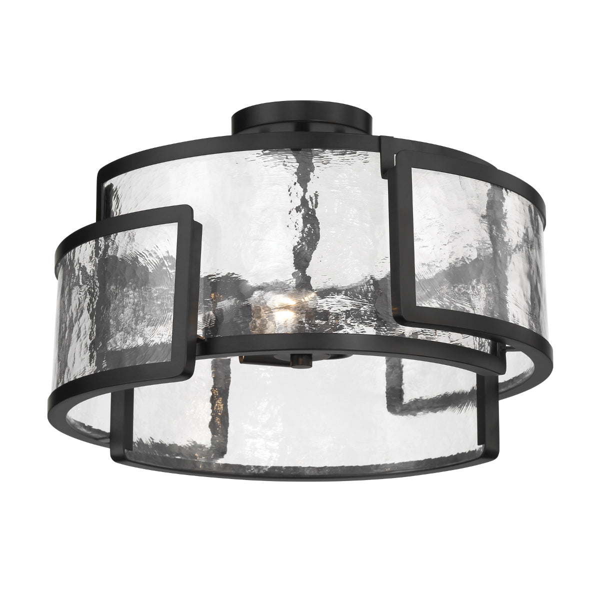 Bella Collina 18" 3 Lights Semi-Flush Mount Black Finish