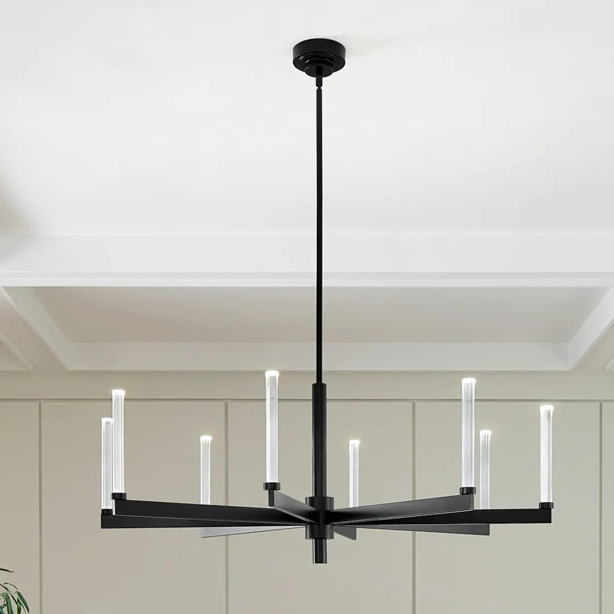 Sycara 49" 8-Light LED Chandelier, Black Finish - Bees Lighting