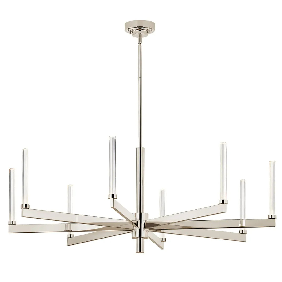 Sycara 49" 8-Light LED Chandelier, Polished Nickel Finish - Bees Lighting