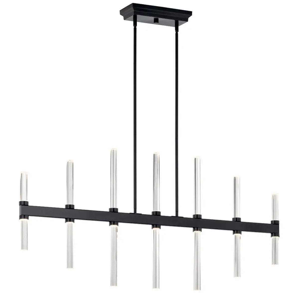 Sycara 48" 14-Light Linear LED Chandelier, Black Finish - Bees Lighting