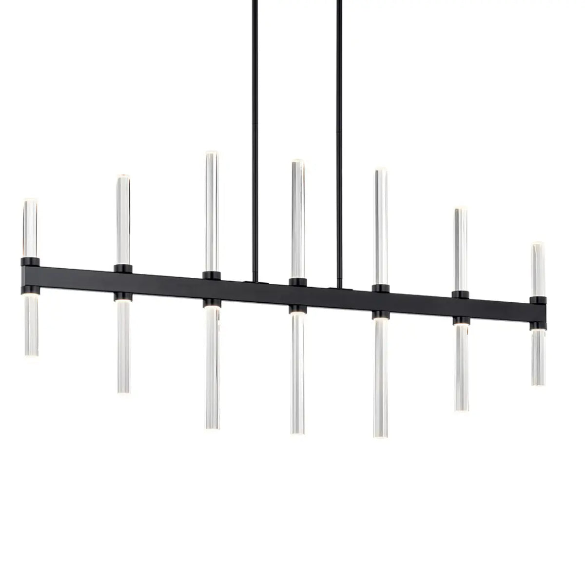 Sycara 48" 14-Light Linear LED Chandelier, Black Finish - Bees Lighting