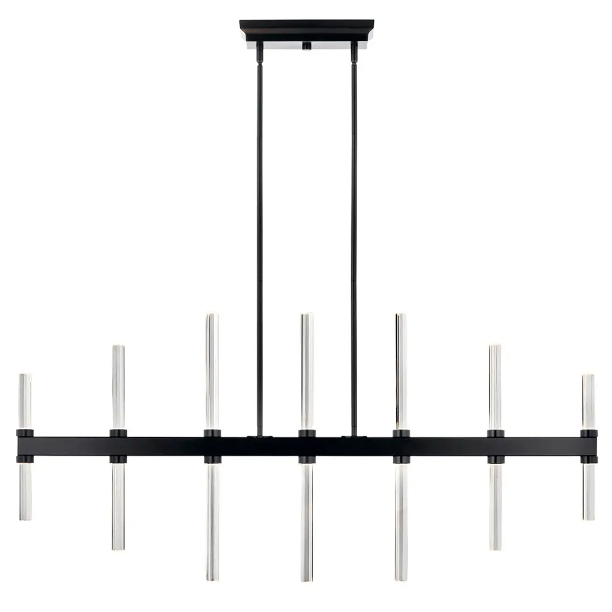 Sycara 48" 14-Light Linear LED Chandelier, Black Finish - Bees Lighting