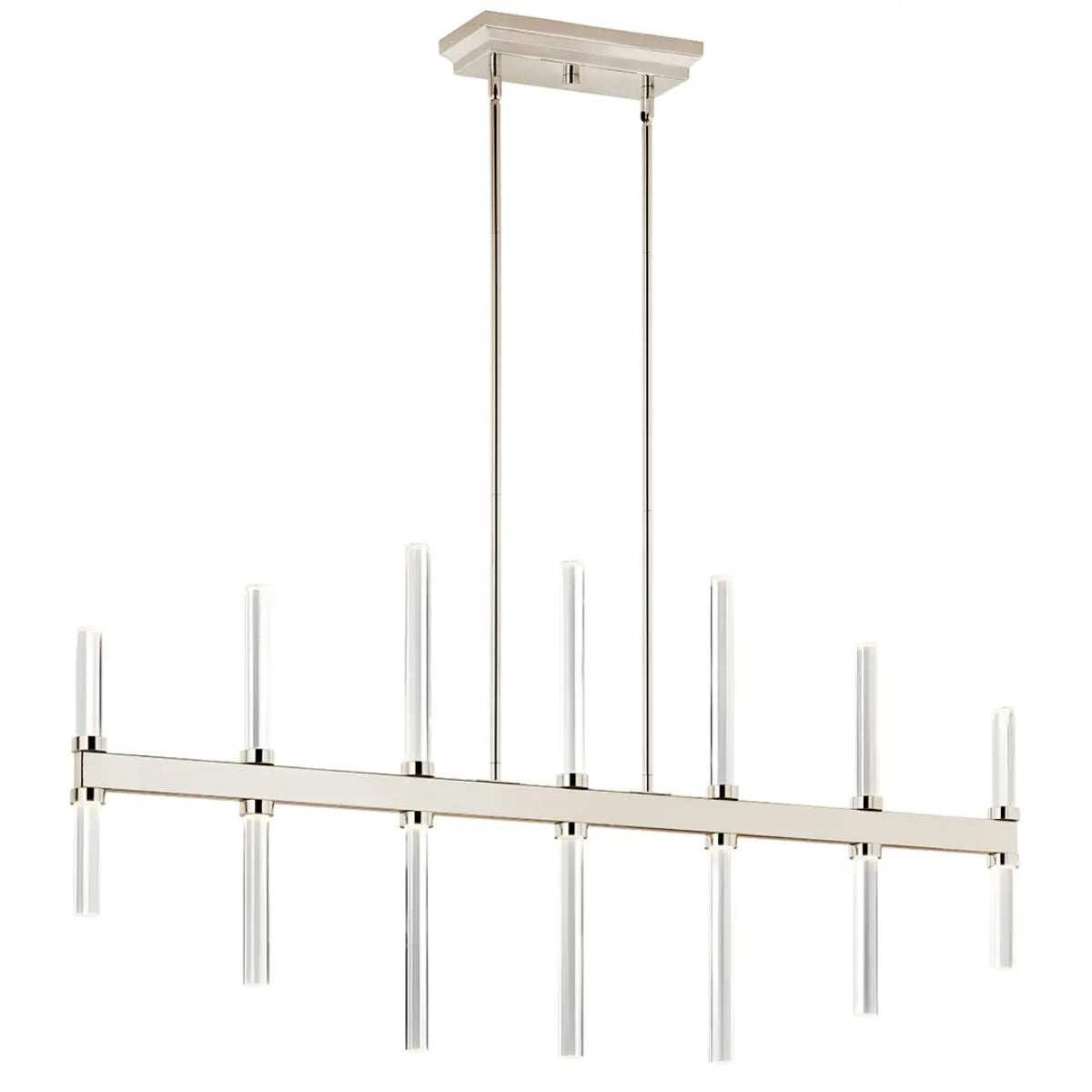 Sycara 48" 14-Light Linear LED Chandelier, Polished Nickel Finish - Bees Lighting