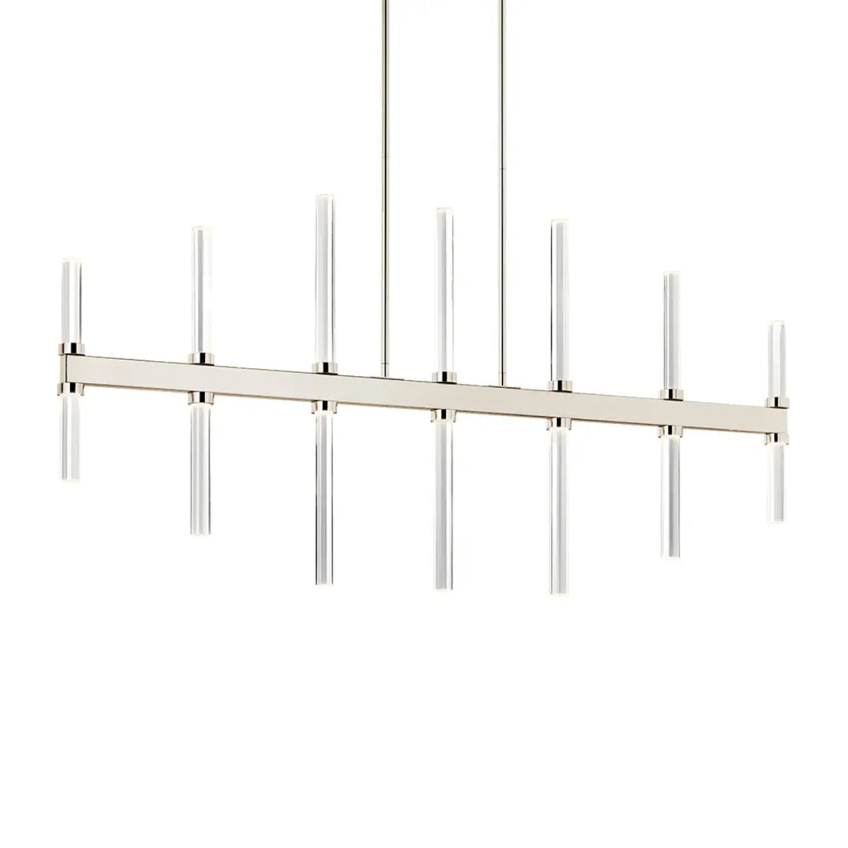 Sycara 48" 14-Light Linear LED Chandelier, Polished Nickel Finish - Bees Lighting