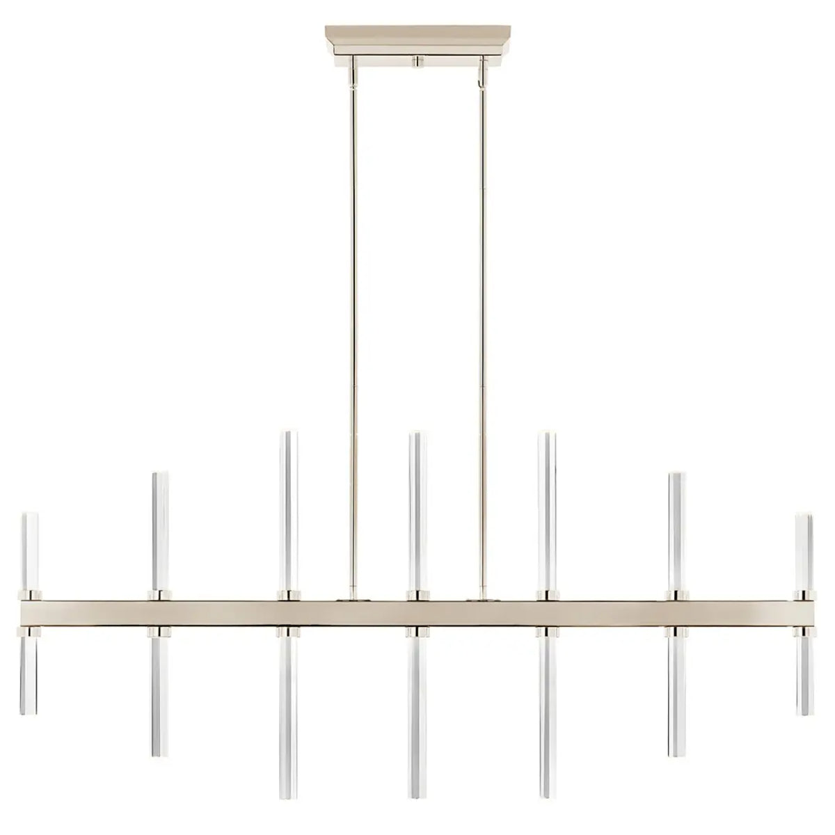 Sycara 48" 14-Light Linear LED Chandelier, Polished Nickel Finish - Bees Lighting