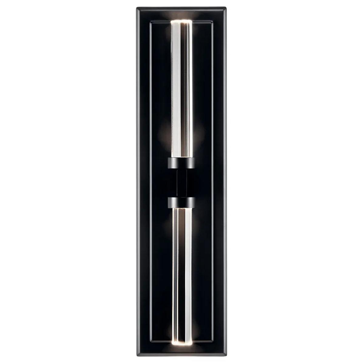 Sycara 19" 2-Lights LED Wall Sconce With Clear Optical Crystal Glass, Black Finish - Bees Lighting