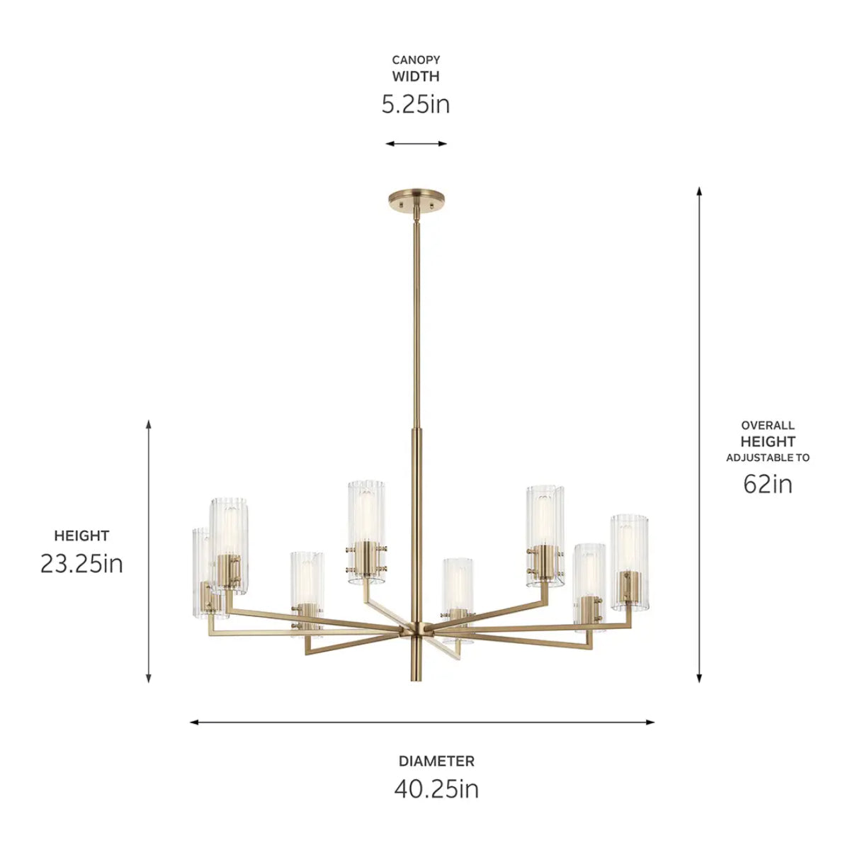 Velestino 40" 8-Light Chandelier, Champagne Bronze Finish - Bees Lighting