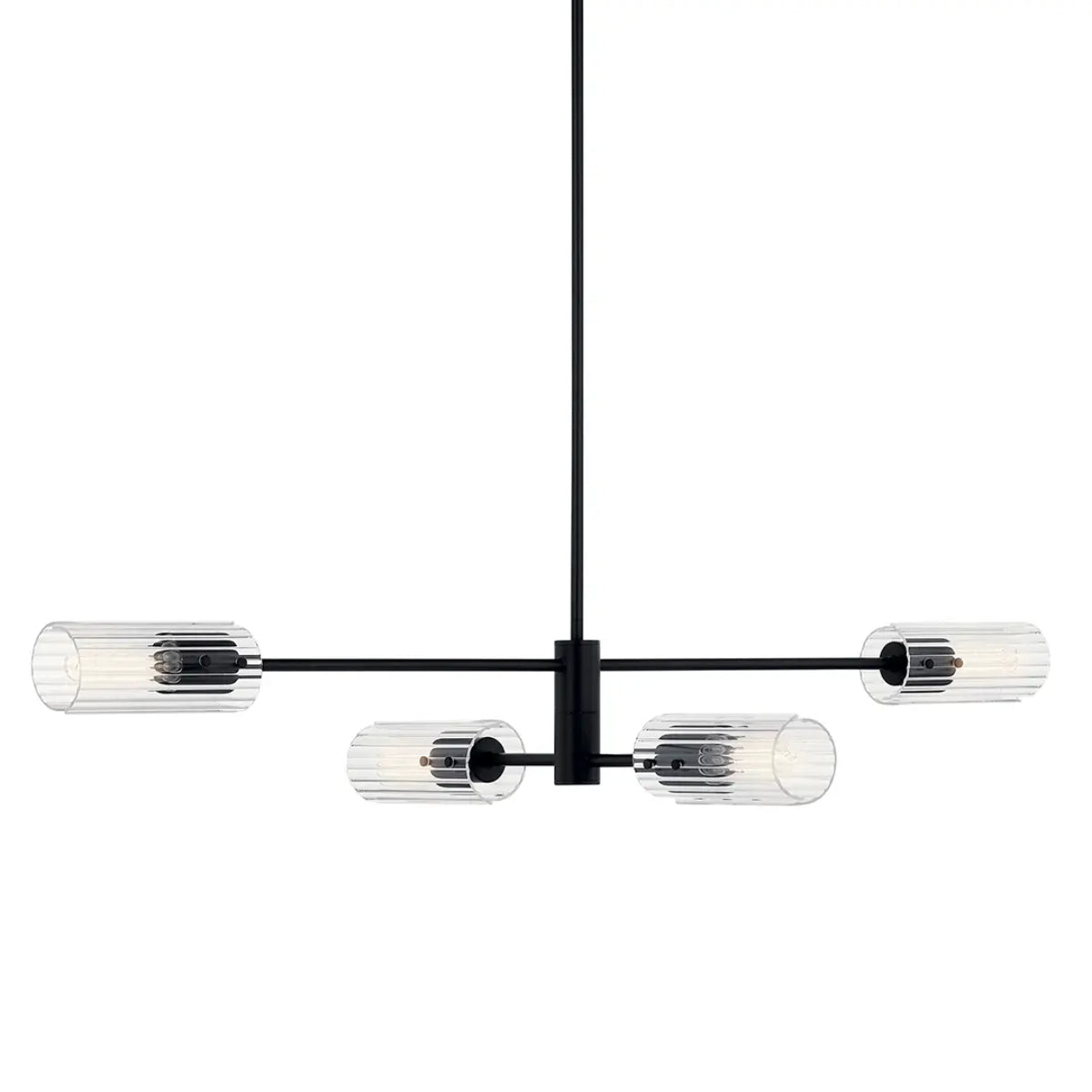 Velestino 47" 4-Light Linear Chandelier, Black Finish - Bees Lighting