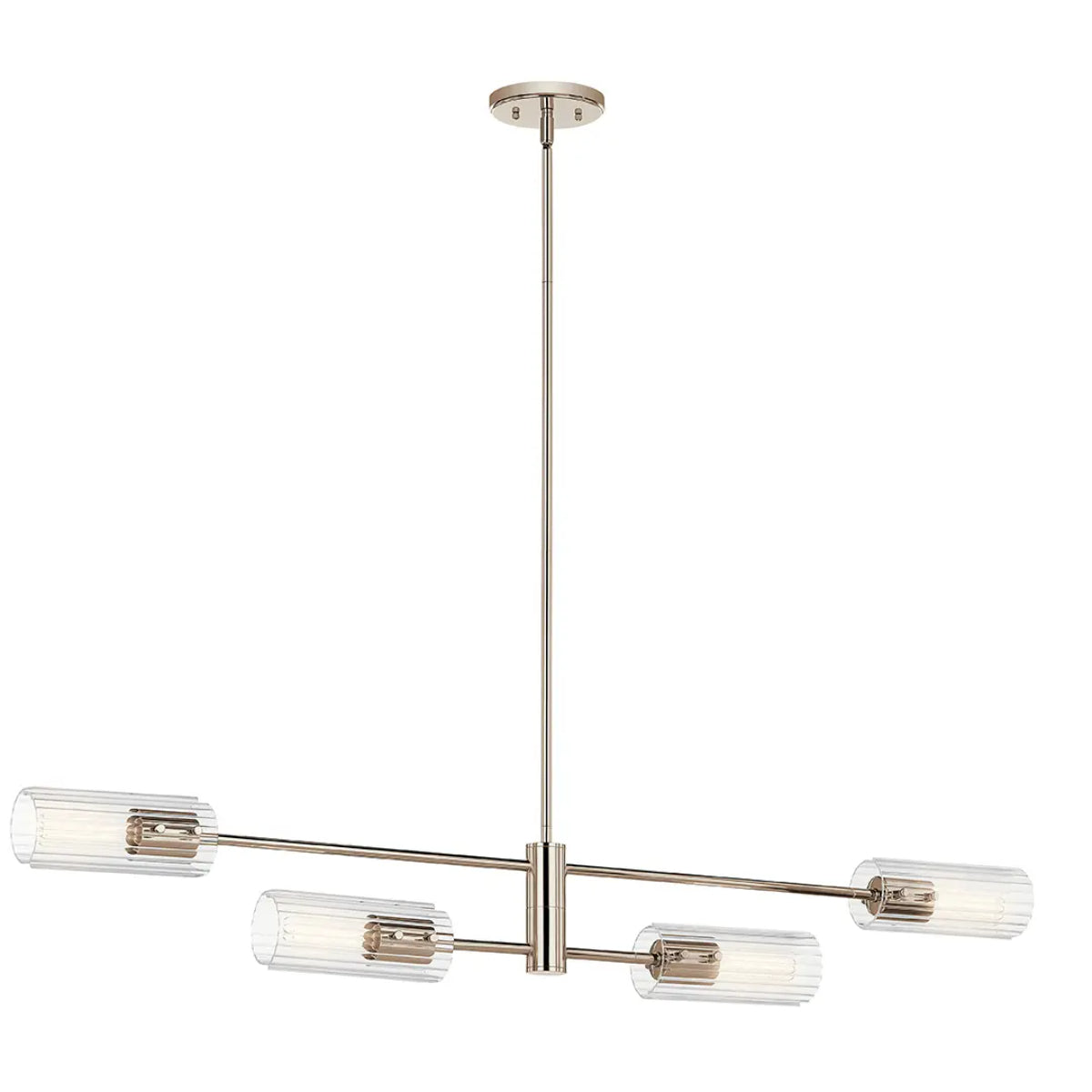 Velestino 47" 4-Light Linear Chandelier, Polished Nickel Finish