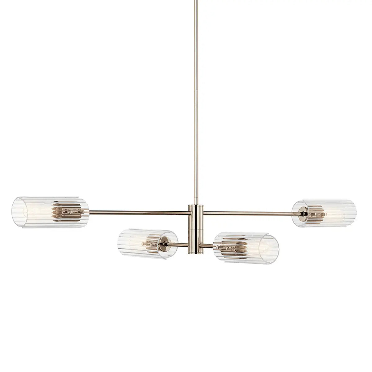 Velestino 47" 4-Light Linear Chandelier, Polished Nickel Finish