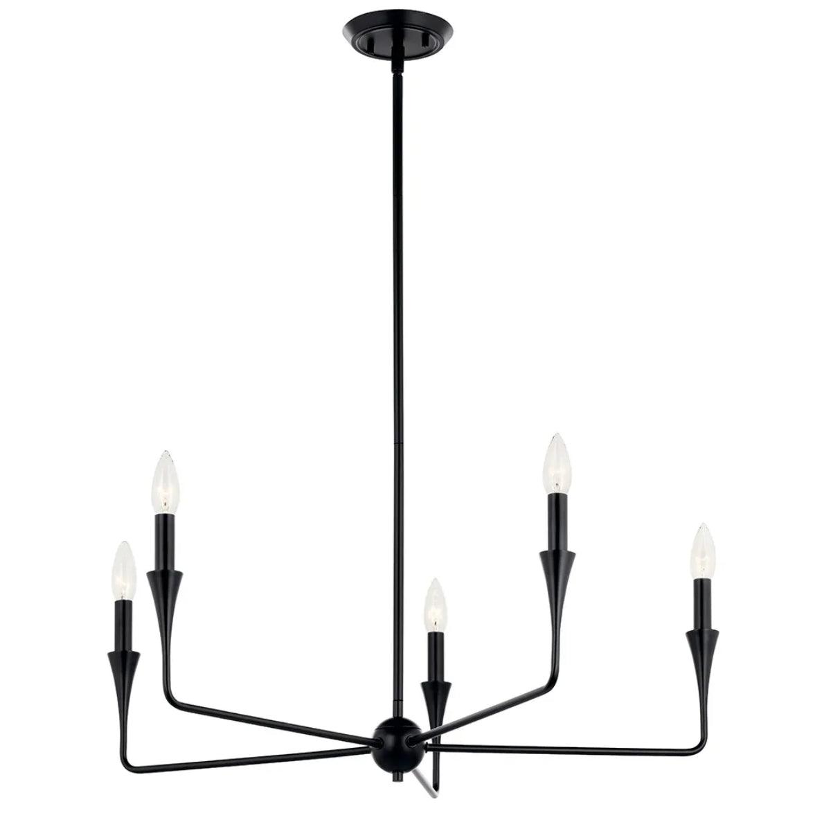 Alvaro 30" 5-Light Chandelier 1-Tier, Black Finish - Bees Lighting