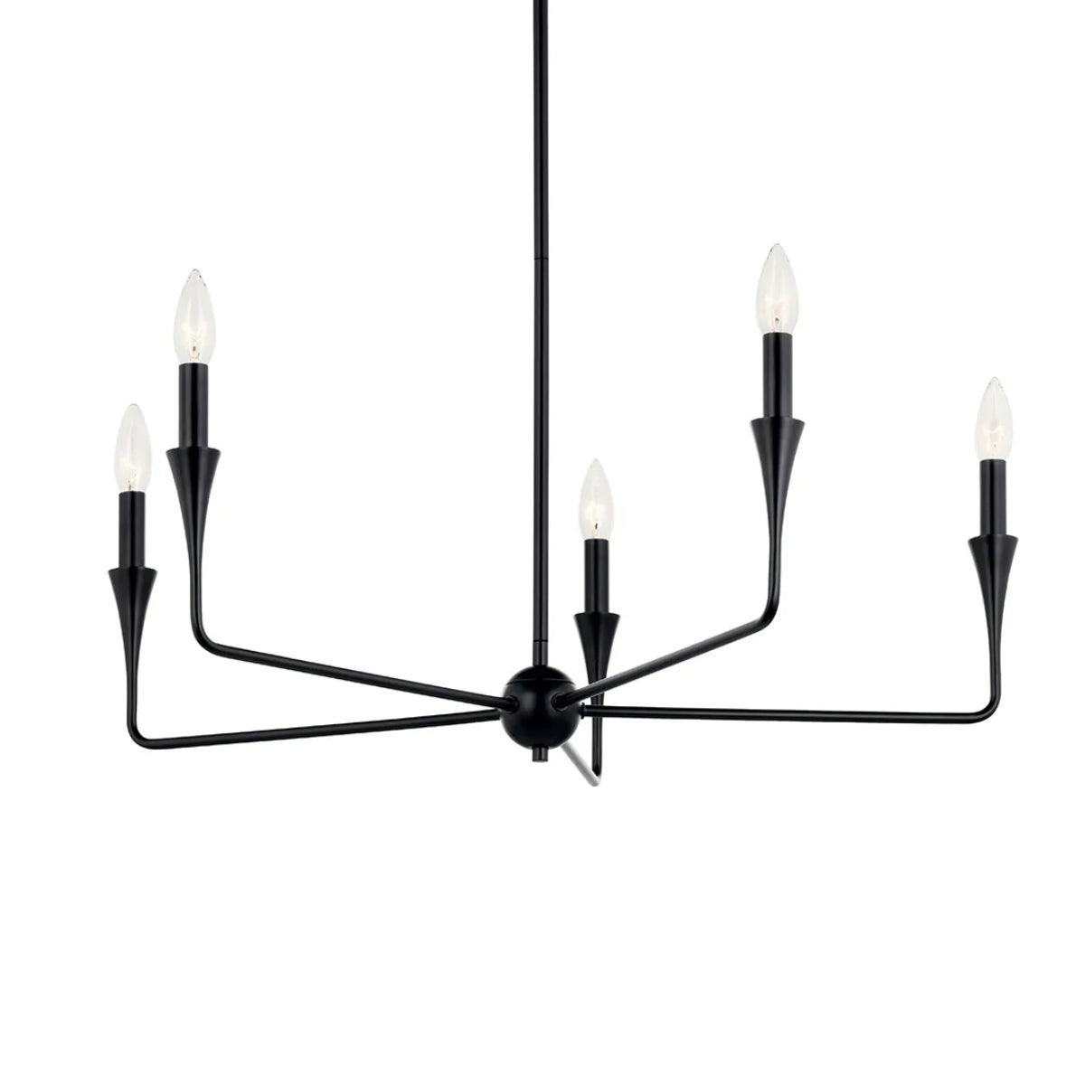 Alvaro 30" 5-Light Chandelier 1-Tier, Black Finish - Bees Lighting