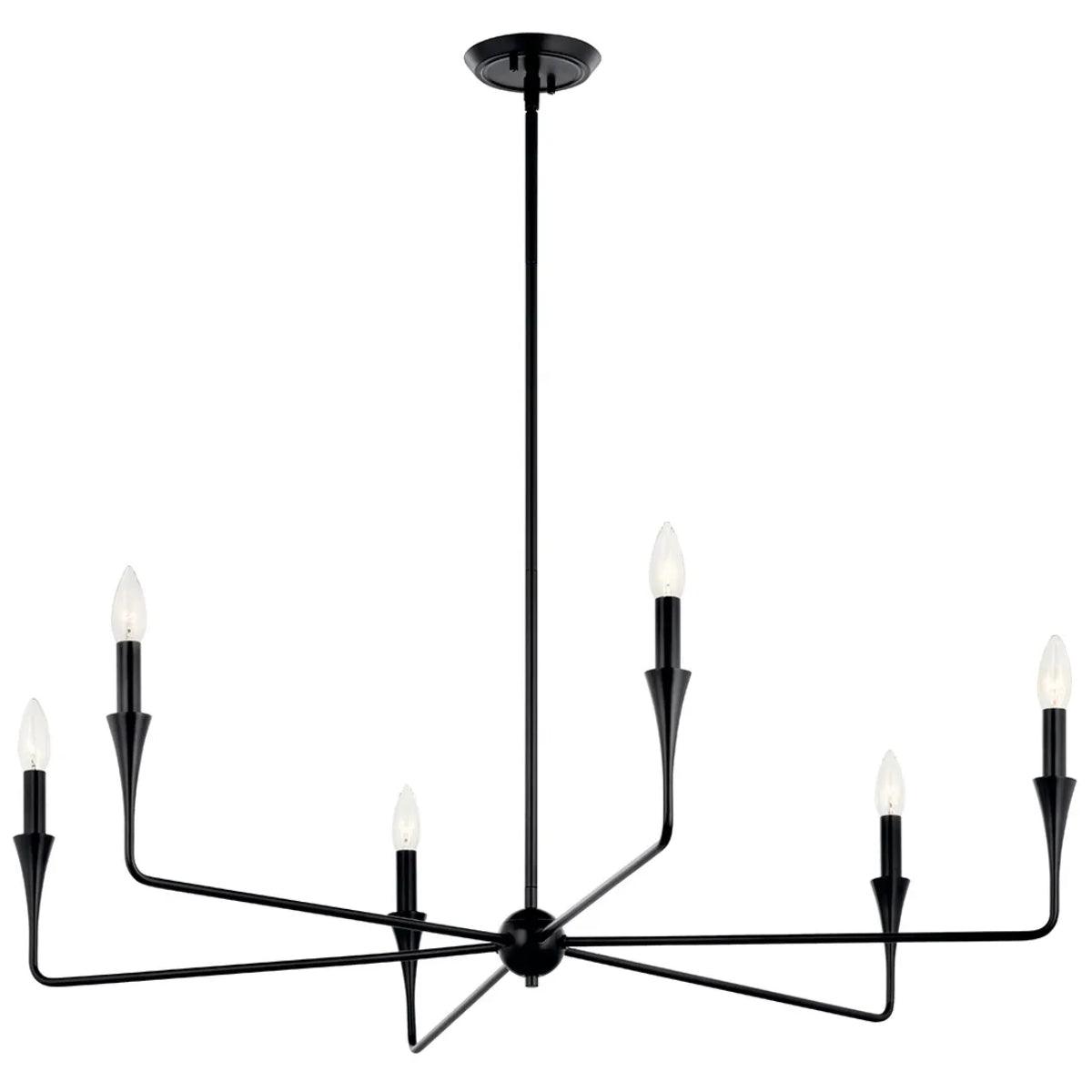 Alvaro 40" 6-Light Chandelier 1-Tier, Black Finish - Bees Lighting