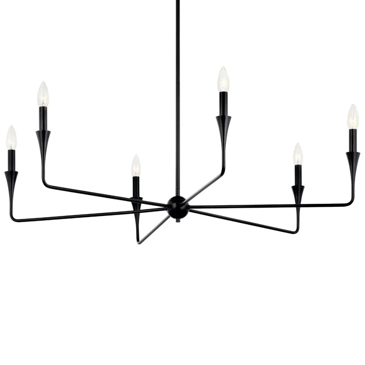 Alvaro 40" 6-Light Chandelier 1-Tier, Black Finish - Bees Lighting