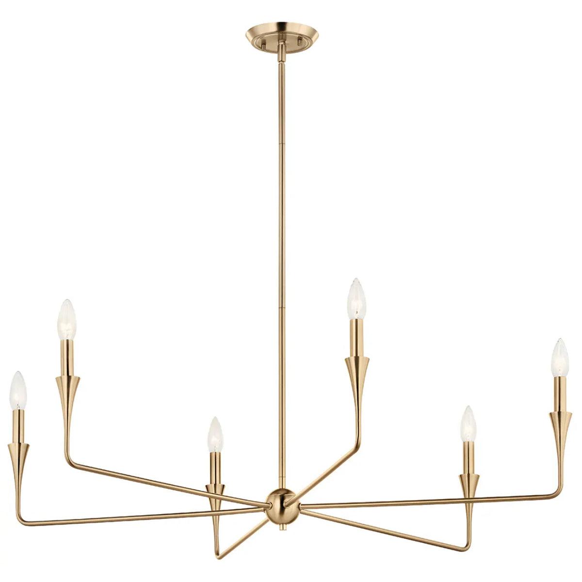 Alvaro 40" 6-Light Chandelier 1-Tier, Champagne Bronze Finish - Bees Lighting