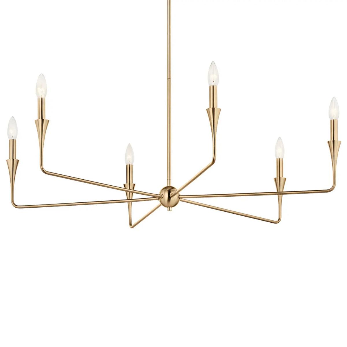 Alvaro 40" 6-Light Chandelier 1-Tier, Champagne Bronze Finish - Bees Lighting